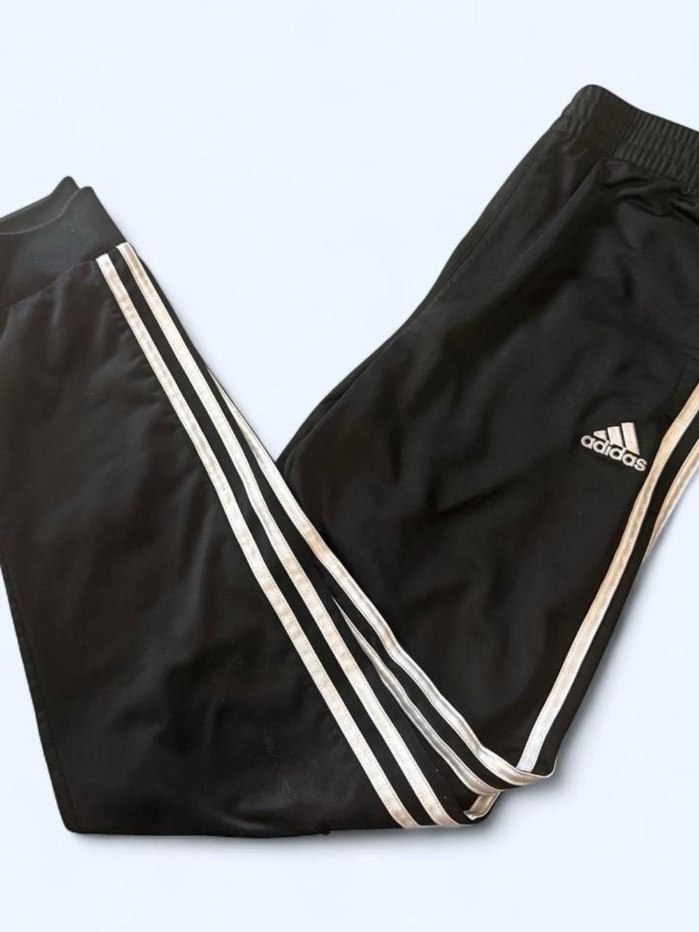 adidas Black Track Pants with White Side Stripes